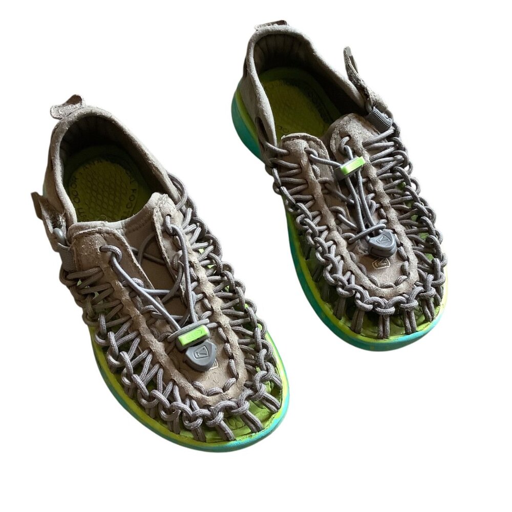 Keen Uneek Kid 12 Woven Sandals Green/Gray Lightweight Flexible Sole